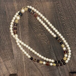 Pearl and Gold Beaded Necklace